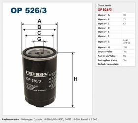 Filtr oleju Filtron Volkswagen Passat (1988->1996)
